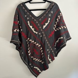 Johnny Was Gray Embroidered Poncho